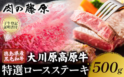 大川原高原牛 特選ロースステーキ 計500g 冷凍便 肉の藤原 《30日以内に出荷予定(土日祝除く)》和牛 希少 大川原高原 牛肉 焼肉 ロース 牛肉 ステーキ 贅沢 バーベキュー BBQ キャンプ ギフト 贈答 徳島県 佐那河内村 st-p 503683 - 徳島県佐那河内村