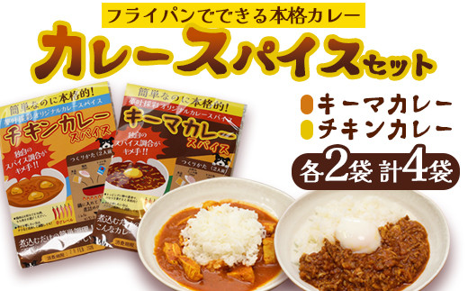 本格 キーマカレー チキンカレー スパイス セット 各2袋 計4袋（1袋4人前） | 簡単 本格 スパイス レシピ カレー セット 小麦粉不使用 グルテンフリー カレー粉 人気 おすすめ 夢叶ベース 京都府 綾部市 2093068 - 京都府綾部市