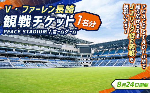 【2025年8月24日開催】V・ファーレン長崎 PEACEスタジアム （ホームゲーム） 観戦チケット 1名分 V-VAREN J2リーグ サッカー チケット