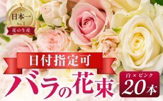【白ピンク/ラッピング有】バラ 花束 20本 花 薔薇 生花 愛知県 田原市 1558376 - 愛知県田原市