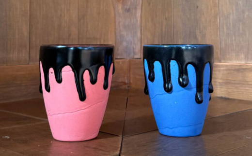 ひとしずく カップ Pink × Blue セット 瑞浪市 / nozan コップ ペア 小物入れ 花瓶 [AZCQ001] 1552500 - 岐阜県瑞浪市