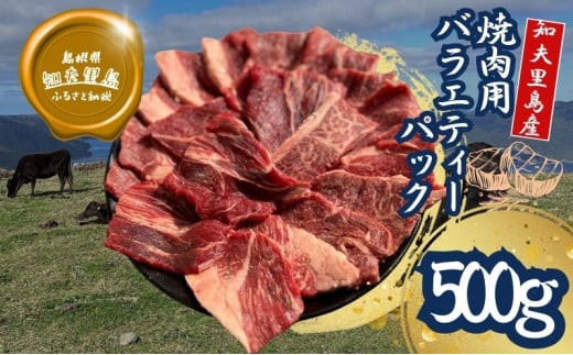 【知夫里島】 焼肉用バラエティーミックス500ｇ 経産牛 焼き肉 バーベキュー 鉄板焼き 牛肉 黒毛和牛 セット 冷凍 1582145 - 島根県知夫村