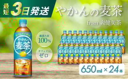 やかんの麦茶 from 爽健美茶 PET 650ml×24本(1ケース) 最短3日で発送 ペットボトル お茶 むぎ茶 飲料 カフェインゼロ 箱買い まとめ買い 防災 備蓄 014005 777055 - 広島県三原市