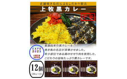 上牧黒カレー 大阪万博出品記念 中辛バンバンセット 200g×12パック【1616107】 2090403 - 奈良県上牧町