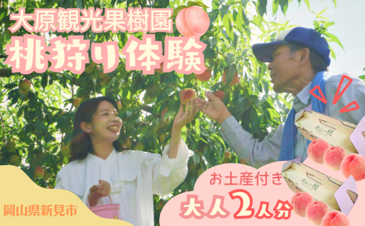 大原観光果樹園 桃狩り体験チケット2人（桃お土産付き）