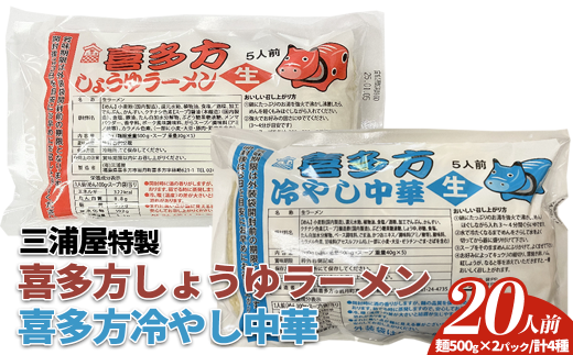 【期間限定】LL喜多方ラーメン（10食）・冷やし中華 （10食）セット/計20食　【07208-0636】