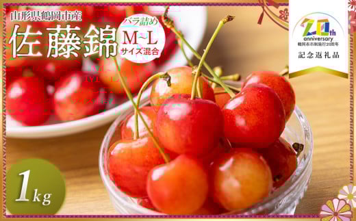 【令和7年産先行予約】さくらんぼ 佐藤錦 バラ詰め M～L混合 1kg (500g×2P)　【市制施行20周年記念返礼品】　庄内さくらんぼ園 2087675 - 山形県鶴岡市