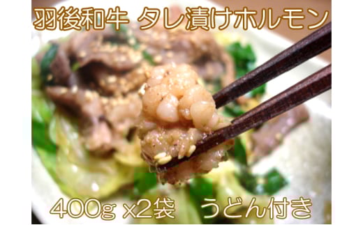 羽後和牛 タレ漬けホルモン うどん付き 400g×2個 秋田県 羽後町【ライブストックさとう】 526885 - 秋田県羽後町