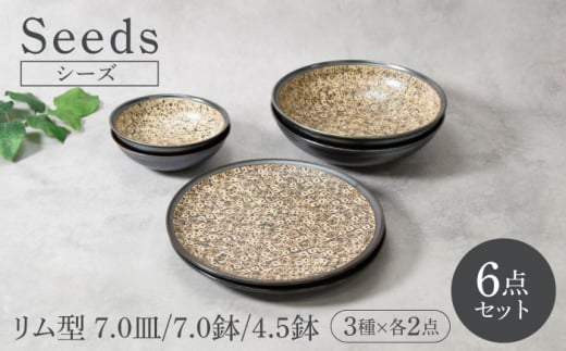 [美濃焼]シーズ seeds リム型 7.0皿 & 7.0鉢 & 4.5鉢 3種×各2点 6点セット[カネ定製陶] うつわ プレート セット 