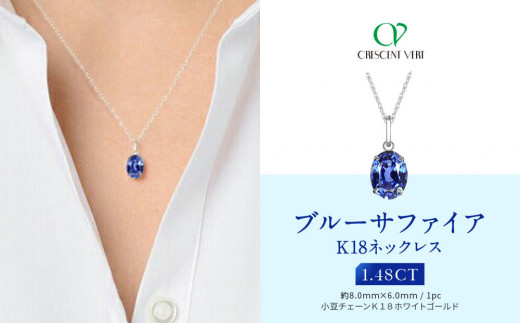 【京セラ】クレサンベール〈サファイア〉ネックレス【オーバルカット/K18WG/9月誕生石/WPDS2663】 747984 - 京都府京都市
