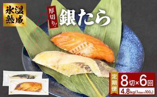 厚切り 銀たら ２種 ８切 セット 定期便 全6回（合計4.8kg ）銀たら 銀タラ 銀鱈 漬魚 漬け魚 味噌漬け 味噌漬 カロリー