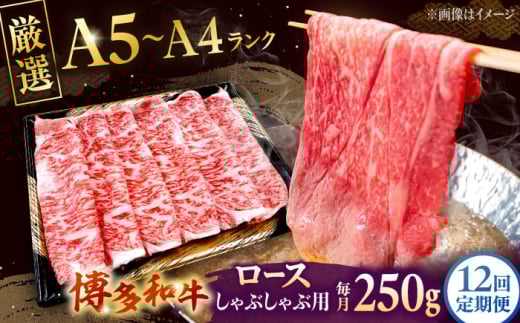 【全12回定期便】【数量限定 博多和牛】ロース しゃぶしゃぶ用 250g　株式会社チクゼンヤ/桂川町 [ADBZ044]