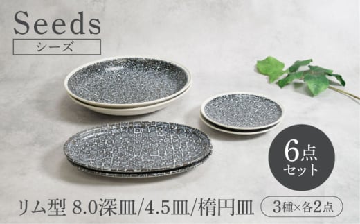 [美濃焼]シーズ seeds リム型 8.0深皿 & 4.5皿 & 楕円皿 3種×各2点 6点セット[カネ定製陶] うつわ プレート セット 
