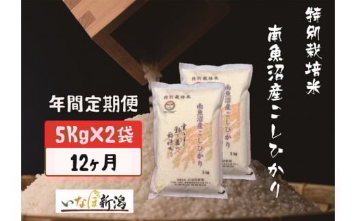 【令和7年産】【定期配送】南魚沼産コシヒカリ特別栽培米 白米 10kg 全12回【2025年10月上旬より順次発送予定】 2097540 - 新潟県南魚沼市