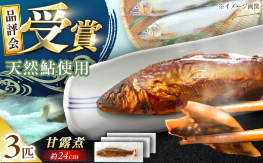 天然あゆの甘露煮 24センチ 3匹セット / あゆ 天然 鮎 甘露煮 / 恵那市 / 恵那物産館 [AUFS005]