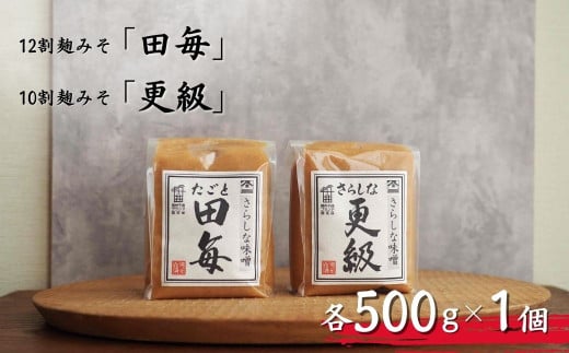 12割麹みそ「田毎」・10割麹みそ「更級」(各500g×1ヶ) 信州みそ 信州味噌 2種類 食べ比べ 発酵調味料 調味料 長野県産 千曲市