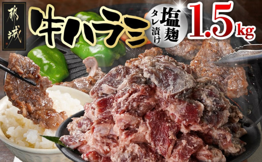 牛ハラミ 塩麹タレ漬け1.5kg_14-3305_(都城市) 味付き牛ハラミ 300gパック 真空 小分け 1500g