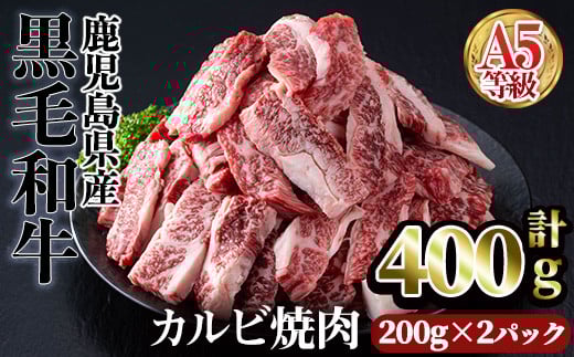 ＜【1回】200g×2パック＞A5等級鹿児島県産黒毛和牛カルビ焼肉(計400g・200g×2パック×1回) カルビ 焼肉 黒毛和牛【カミチク】A749 2098825 - 鹿児島県曽於市