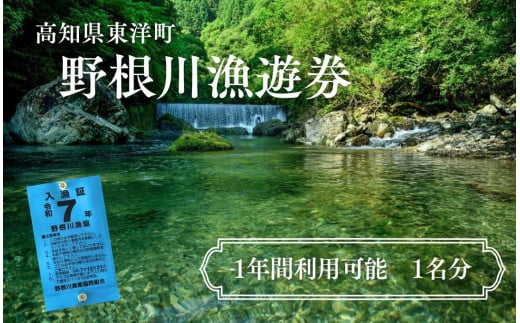 野根川遊漁券(令和7年度 年間利用券) 高知県東洋町 清流 鮎