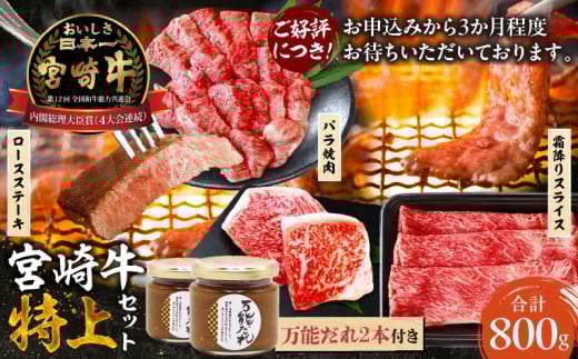 宮崎牛 特上セット800g 万能だれ付き | 牛肉 肉 お肉 精肉 ロースステーキ ウデスライス バラ焼肉 ロース ステーキ ウデ スライス バラ 牛ステーキ 牛ウデ 牛バラ セット 詰め合わせ 食べ比べ 味比べ グルメ たれ 宮崎県 高千穂町 |_Tk024-004 597440 - 宮崎県高千穂町