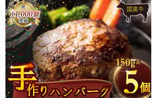 （冷凍） 国産牛肉100％ 食べ応え満点 手作り・手ごね ハンバーグ 750g ／ 歩商事 自家製タレ 贈答用 ギフト 奈良県 田原本町 1052304 - 奈良県田原本町