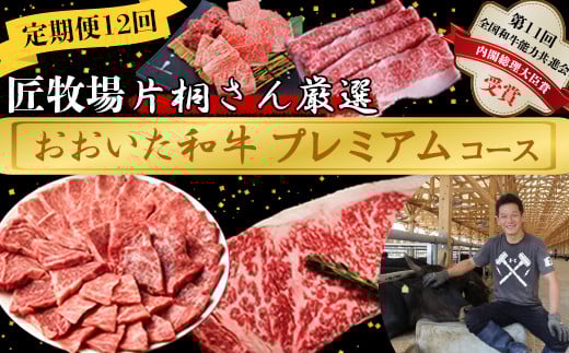 [8月発送開始]＜12か月定期便＞匠牧場 片桐さん厳選【おおいた和牛プレミアムコース】 牛肉 和牛 定期便 12回 12ヶ月 おすすめ 国産  ＜102-828＞
