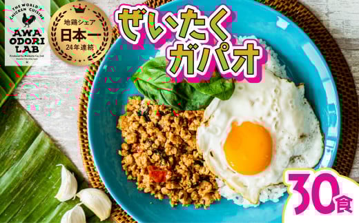 阿波尾鶏 ぜいたくガパオ 30食入 130g×30パック ガパオライス 国産 鶏肉 地鶏 エスニック タイ料理 常温 レトルト 