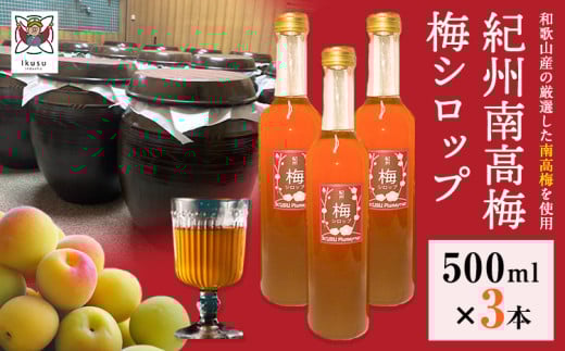 孫さんの紀州南高梅 梅シロップ 500ml×3本 イクス産業《30日以内に出荷予定(土日祝除く)》和歌山県 紀の川市 梅 シロップ