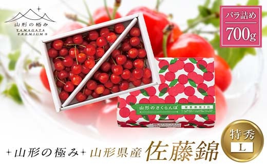 【山形の極み】山形県産 さくらんぼ 佐藤錦 700g 特秀 L バラ詰め 2025年6月中旬から順次発送 F2Y-6287