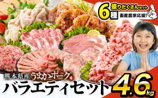 数量限定★生産者応援★ 豚肉 小分け バラエティ セット うまか ポーク 1セット しゃぶしゃぶ 切り落とし 豚ロース バラ 豚バラ 豚バラ肉 スライス 4.6kg 4600g 4kg 以上 真空 お楽しみセット 不揃い 数量限定 簡易包装 冷凍配送 《30日以内に出荷予定(土日祝除く)》 1386338 - 熊本県大津町