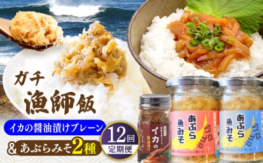【全12回定期便】イカの醤油漬け(プレーン)＆あぶらみそ2種 計3種お届け！平戸市/康貴丸水産 [KAB315]