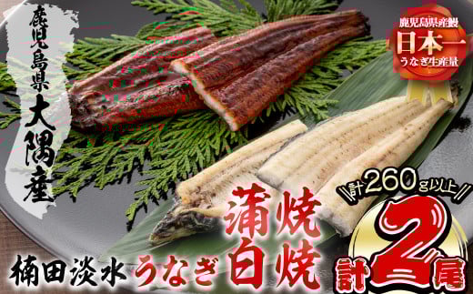 楠田の極うなぎ蒲焼130g以上×1尾・白焼130g以上×1尾(計260g以上) 山椒付たれ 鰻 ウナギ 蒲焼 白焼き うな重 ひつまぶし 鹿児島 冷凍 おかず お祝い 食べ比べ a4-094-us