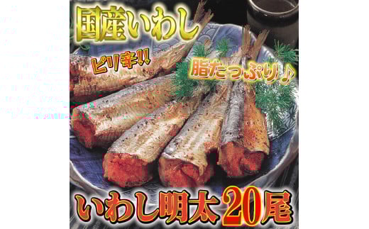 ピリ辛　いわし明太20尾　福岡名物の辛子明太子を鰯に詰め込みました。唐辛子好き辛党の方に。川崎町