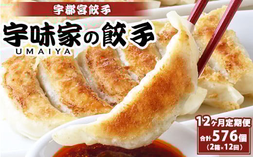 【定期便12ヶ月】宇都宮餃子 宇味家のぎょうざ　(生冷凍)　[20g×24個入り 2箱×12ヶ月] 2102214 - 栃木県宇都宮市