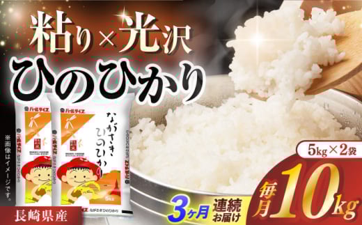 【全3回定期便】 長崎県産米 ひのひかり（5kg×2）長崎県/長崎県農協直販 [42ZZAA241] こめ 米 ヒノヒカリ コメ 白米 ごはん 精米 定期便 毎月 届く 2101370 - 長崎県長崎県庁
