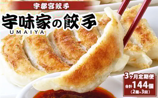 【定期便3ヶ月】宇都宮餃子 宇味家のぎょうざ　(生冷凍)　[20g×24個入り 2箱×3ヶ月] 2102216 - 栃木県宇都宮市