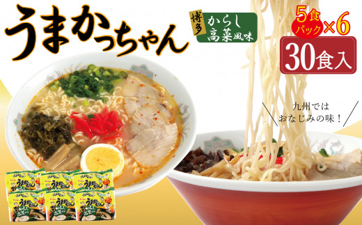 うまかっちゃん 博多からし高菜風味 30食 (5袋入り×6パック) 1213571 - 福岡県大川市