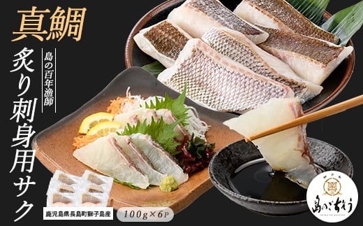 獅子島産 百年漁師の真鯛 炙り刺身サク (約100g×6パック) [島のごちそう]gochi-1330
