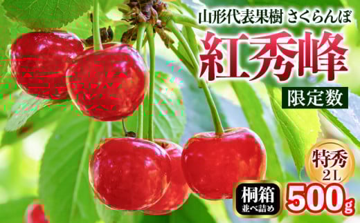 山形代表果樹 紅秀峰(benishuho) 特秀 2L 桐箱 並べ詰め 500g 【限定数】 FY25-116