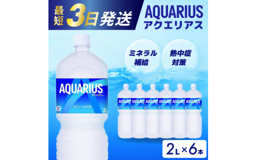 アクエリアス PET 2L×6本 最短3日で発送 スポーツドリンク スポーツ飲料 清涼飲料水 水分補給 ペットボトル 箱買い まとめ買い 備蓄 災害用 014043 1448055 - 広島県三原市