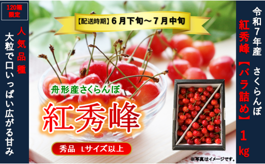 紅秀峰1kg　バラ詰め　Lサイズ以上　令和7年産