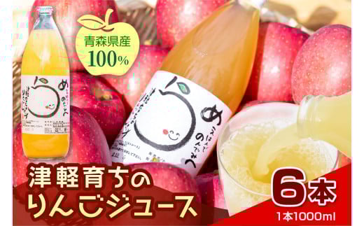 【2025年11月より順次発送】りんごジュース 「津軽育ちのりんごジュース」 100％ ストレート果汁 1L× 6本【 青森県 五所川原市 】 青森 りんご ストレートりんごジュース リンゴジュース りんご リンゴ 林檎 ジュース 果汁飲料 ストレート 果汁 2270844 - 青森県五所川原市