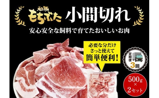 【定期便３回】和豚もちぶた小間切れ　500g×2セット【 日常使い ごちそう プレゼント ギフト 結婚祝い 結婚 出産 お祝い 内祝い 退職祝い お礼 お取り寄せ 神奈川県 海老名市 】