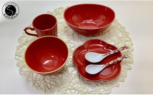 【アウトレット】有田焼 華やか 赤釉 6点 セット【 幸楽窯 / YUIKA Lab 】アウトレット 訳あり 食器 器 うつわ 楕円ボウル 皿 飯碗 コップ スプーン A25-553