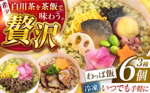 白川茶香る わっぱ飯 3種×2個 白川町 / 一力屋 冷凍 鮎 飛騨牛 豚丼 [AWAE006]