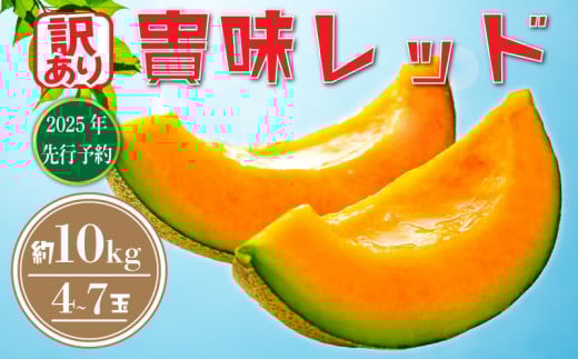 【 訳あり 】【2025年 先行予約 】 貴味レッド 約10kg 以上 ( 2 ～ 6L ) ( 約 4 ～ 7玉 ) めろん meron 貴味 メロン 甘いメロン デザート ジューシ 美味しい おいしい 糖度 甘い あまい おすすめ 高級 人気 旬 果物 くだもの フルーツ 贈り物 ギフト プレゼント 千葉県 旭市 たかの果樹園 tke005