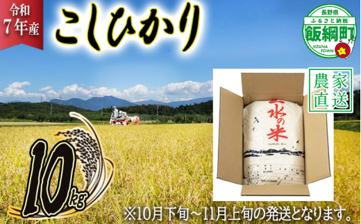 【 2025年10月下旬 ～ 2025年11月上旬 発送企画 】 米 こしひかり 10kg ( 令和7年産 )  2025年10月下旬頃から2025年11月上旬頃まで順次発送予定 株式会社マッシュアンドフルーツ コシヒカリ 白米 精米 お米 信州 予約 農家直送 長野県 飯綱町 [2014]