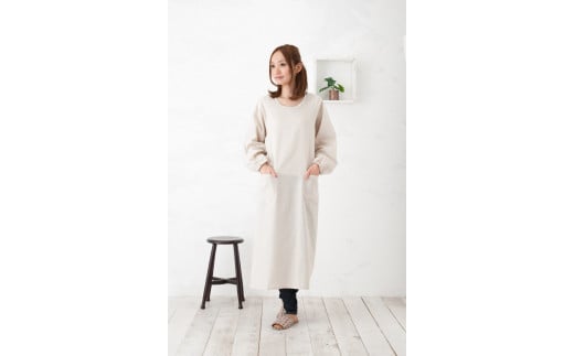 【ベージュ】ロングストレート割烹着