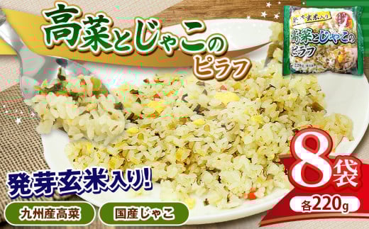 人気 ピラフ 国産発芽玄米入り 九州産 高菜とじゃこの 栄養価の高いピラフ 220g × 8パック |  焼きめし チャーハン 国産原料 九州産 高菜 便利 食品 インスタント お手頃 調理 オススメ | 真岡市 栃木県 送料無料
