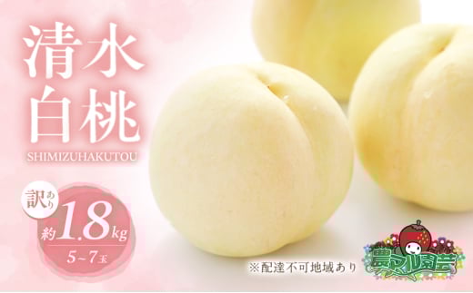 桃 2026年 先行予約 訳あり品 清水 白桃 約1.8kg 5～7玉 もも モモ フルーツ 果物 岡山 赤磐市産 農マル園芸 あかいわ農園 甘い 果肉 人気 